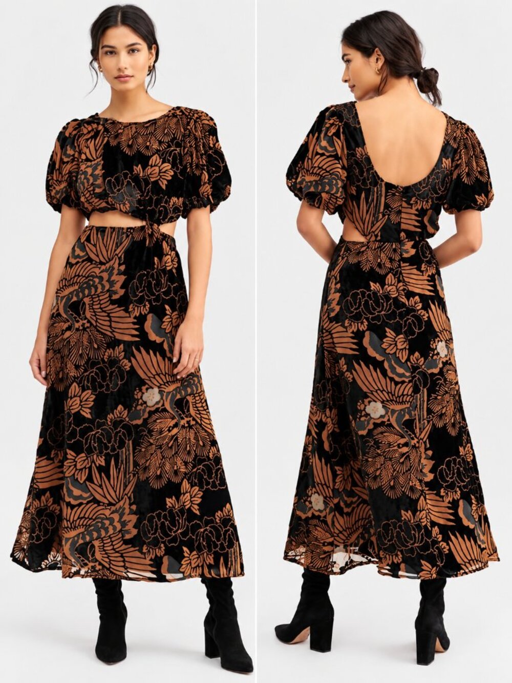 Anthropologie Let Me Be Burnout Velvet Maxi Dress